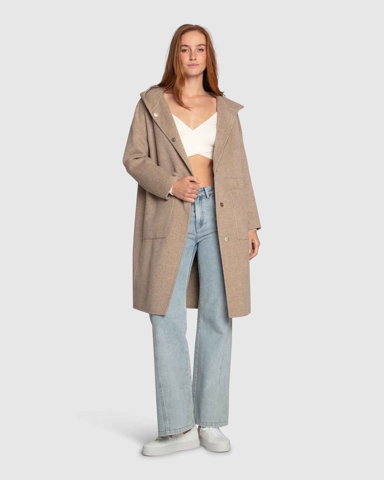 Women | Sunday Morning Wool Blend Hooded Coat | Beige