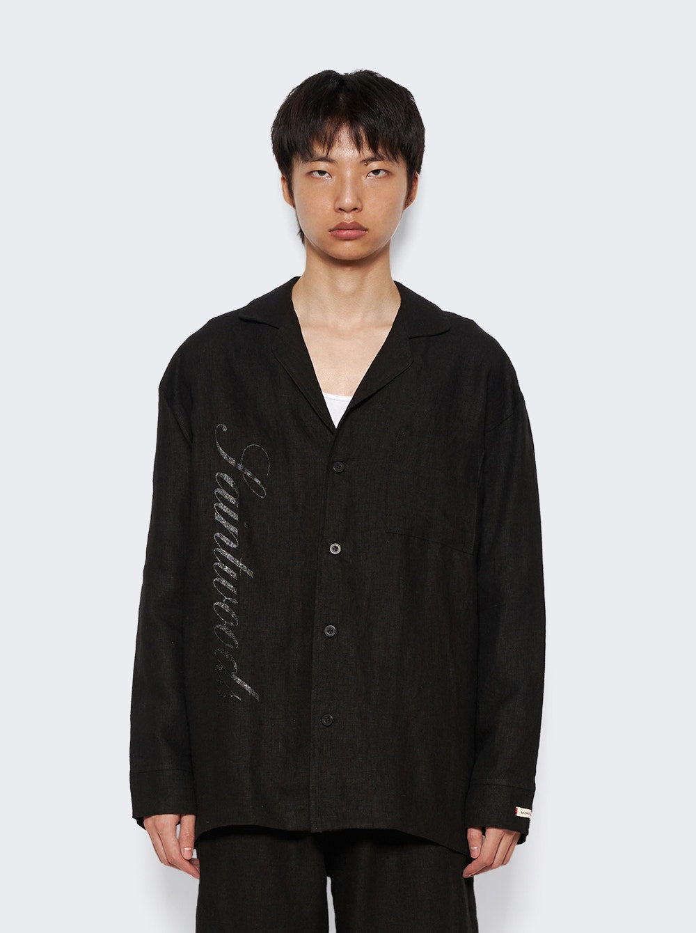 Men | SAINTWOODS | Linen Pajama Top | Black