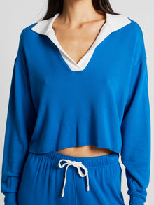 Splits59 | Joan Fleece Polo Sweatshirt | Blue