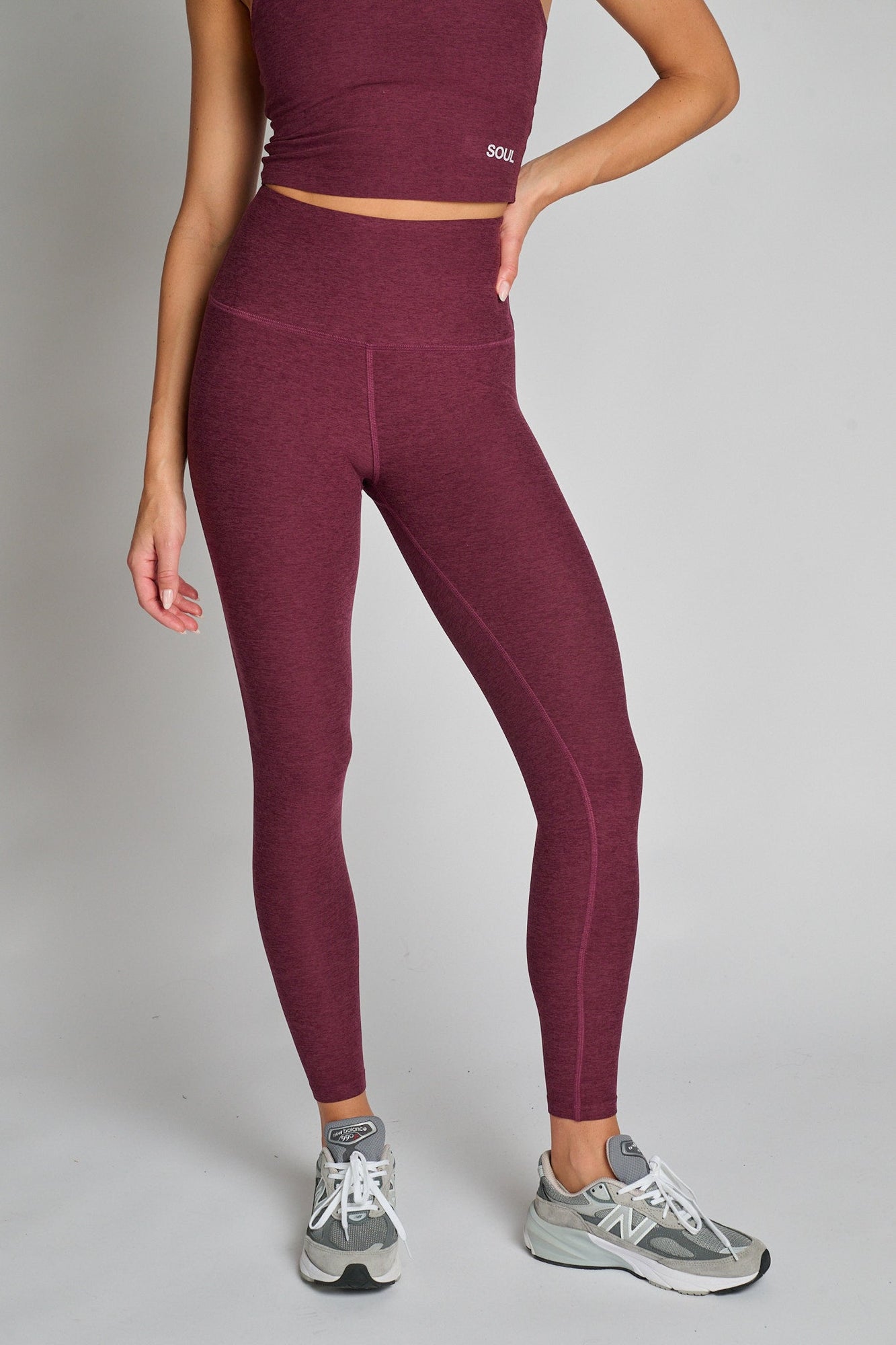 Beyond Yoga | Spacedye Caught In The Midi Legging | Midnight Burgundy Heather