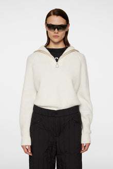 Women | Finja Knitted Zip Sweater | Whisper White