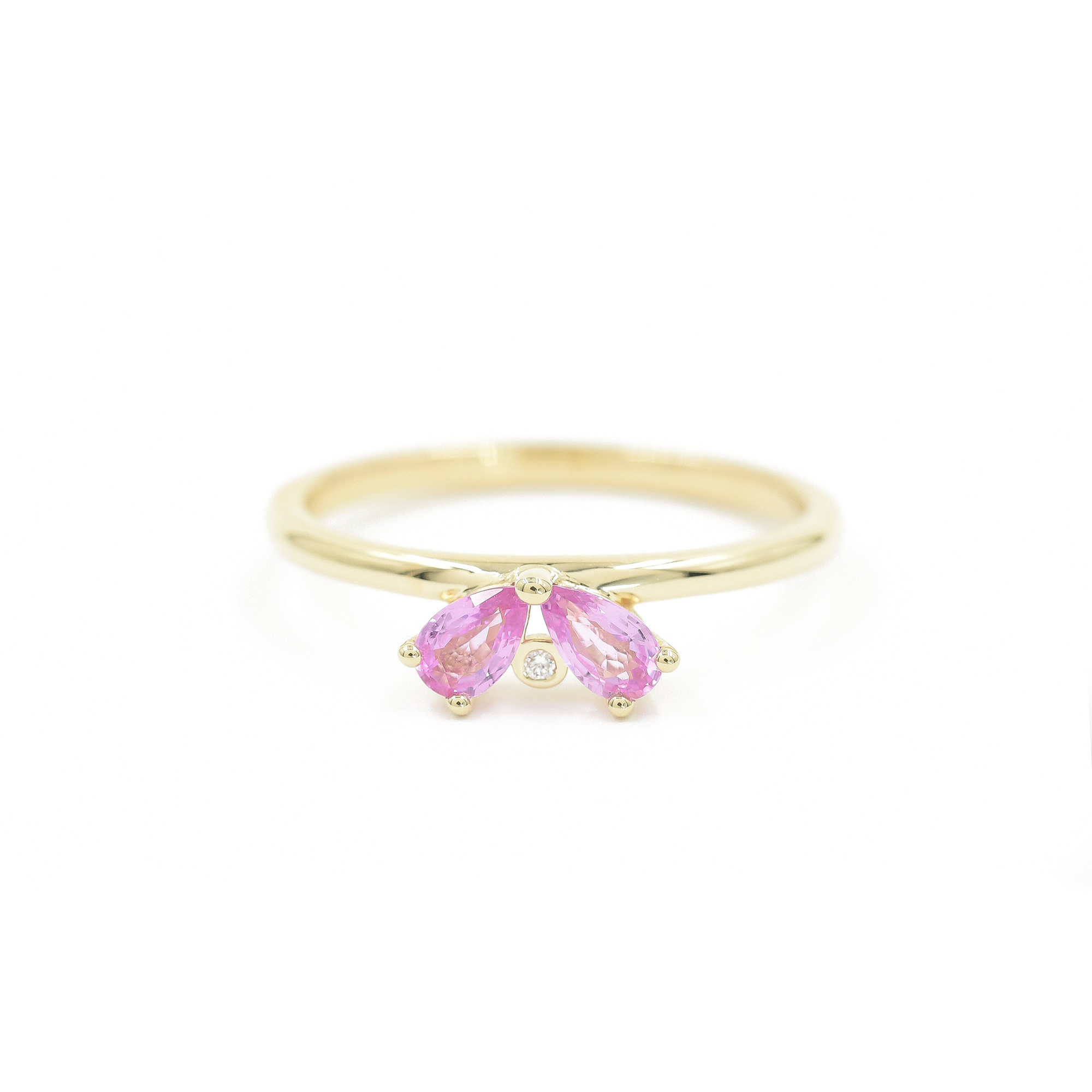 Sapphire Flower Petal Ring | Pink