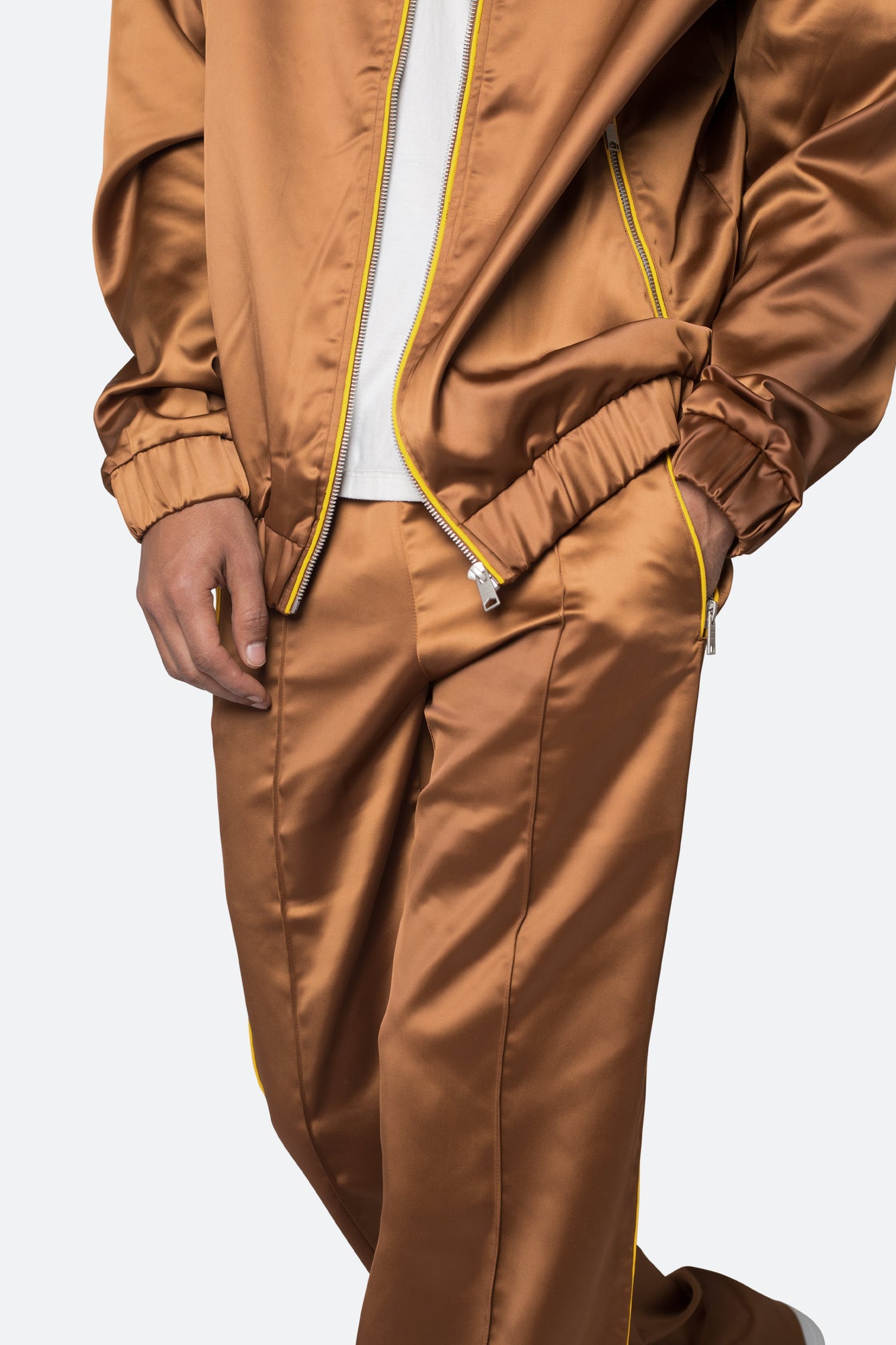 Satin Stacked Pants | Brown