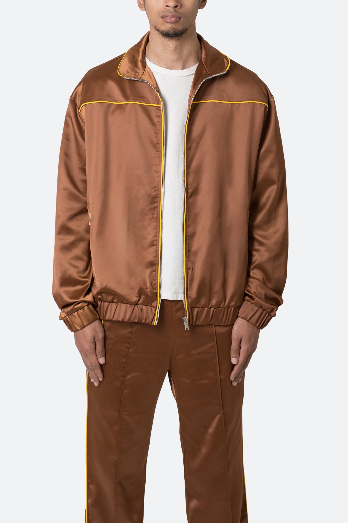 Satin Track Jacket | Brown