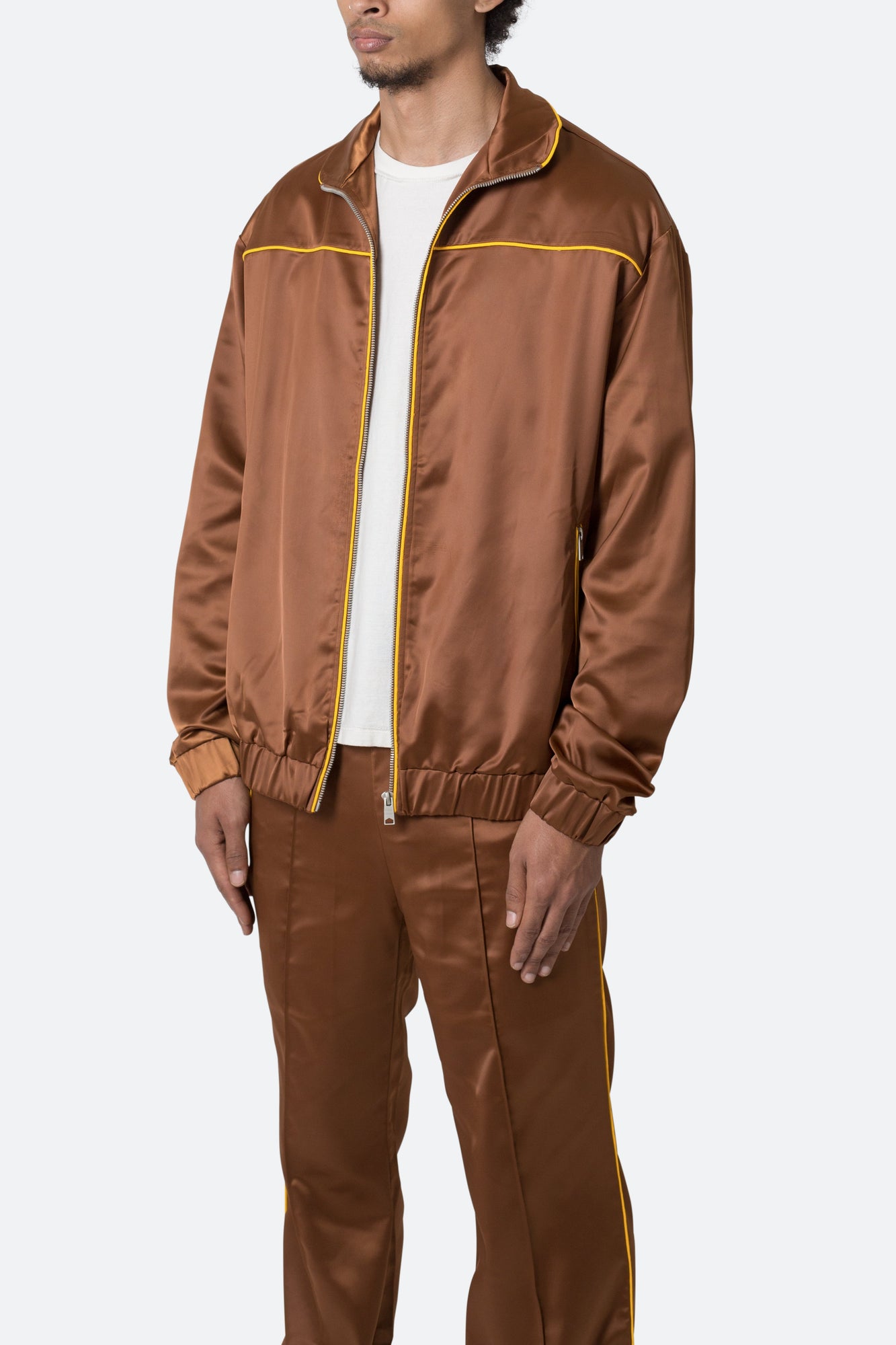 Satin Track Jacket | Brown
