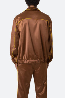 Satin Track Jacket | Brown