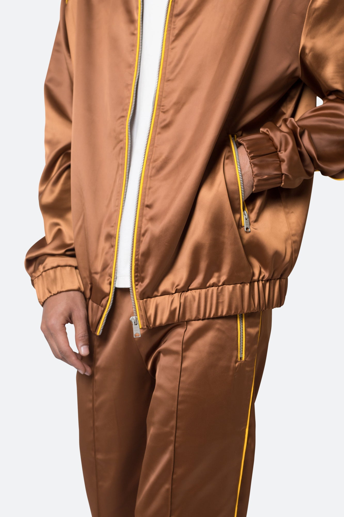 Satin Track Jacket | Brown