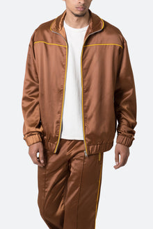 Satin Track Jacket | Brown