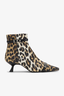 Satin Eyelets Kitten Heel Boots | Leopard