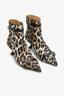 Satin Eyelets Kitten Heel Boots | Leopard