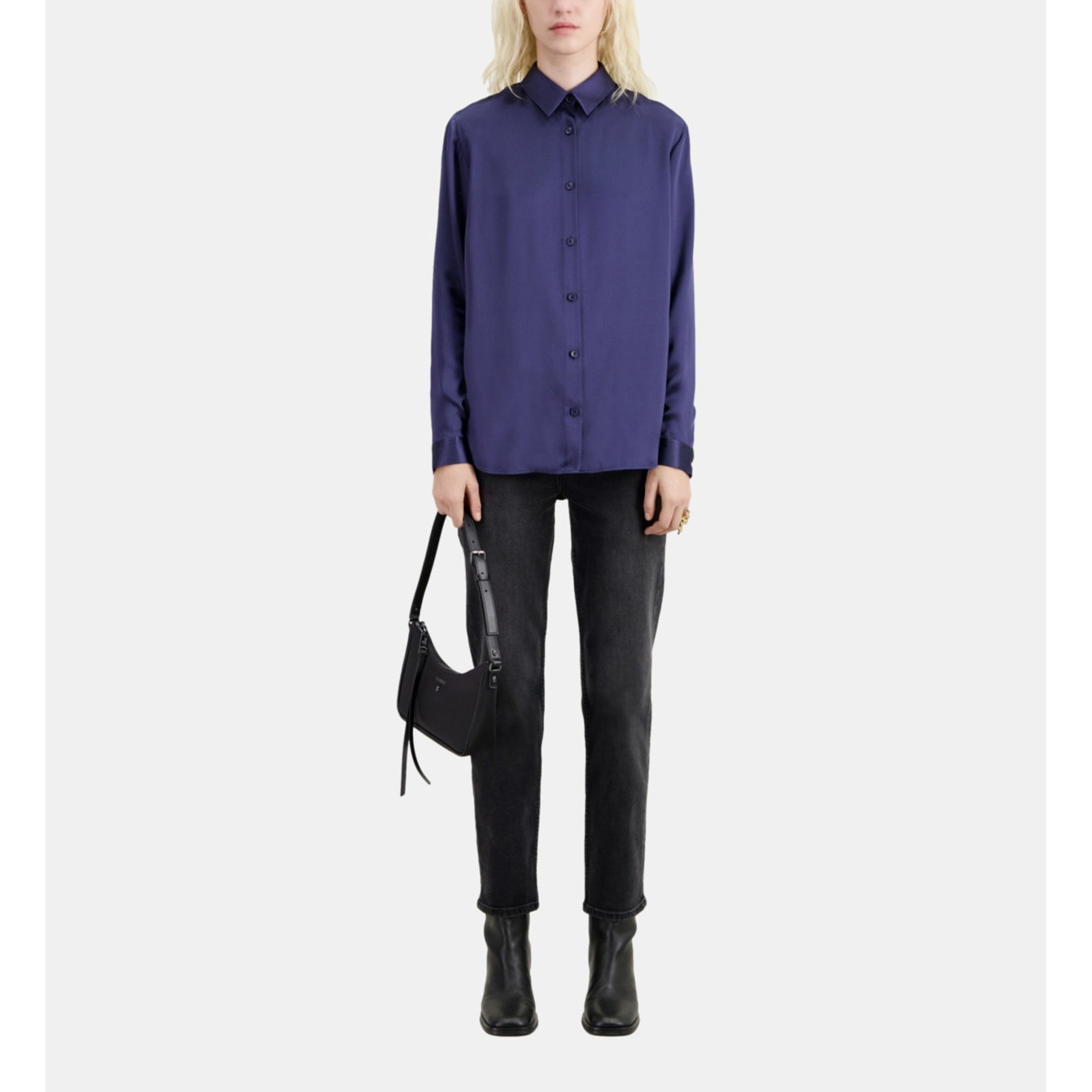 Satin Silk Shirt | Women | Night Blue