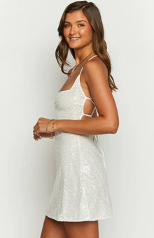 Say So Beaded Mini Dress | White