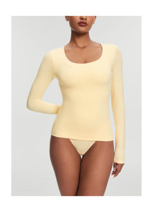 Scoop Neck Long Sleeve Top | Lemon Meringue