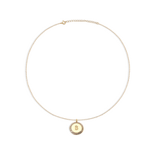 The Block Pave' Initial Disc Necklace | 18KT Gold Vermeil & Sterling Silver