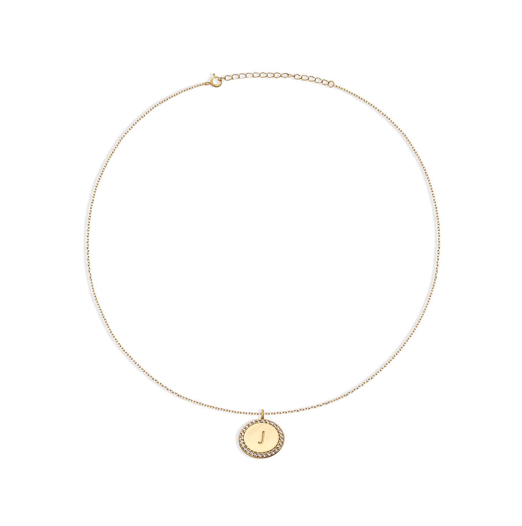 The Block Pave' Initial Disc Necklace | 18KT Gold Vermeil & Sterling Silver