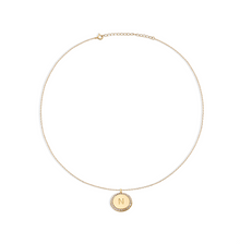 The Block Pave' Initial Disc Necklace | 18KT Gold Vermeil & Sterling Silver