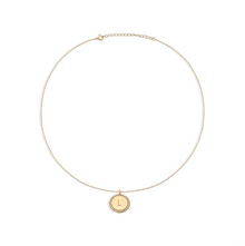 The Block Pave' Initial Disc Necklace | 18KT Gold Vermeil & Sterling Silver