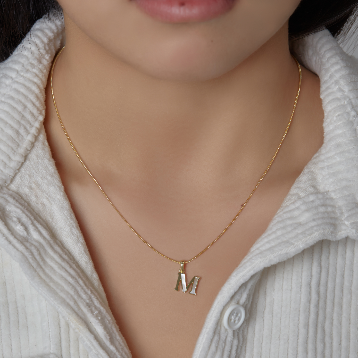 The Half Stone Initial Necklace | 18KT Gold Vermeil