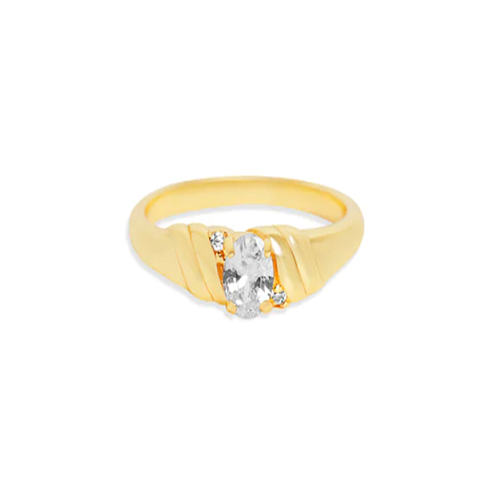 The Cz Juna Tiny Oval Ring | 18KT Gold Vermeil