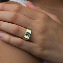 The Green Stone Square Signet Ring | 18KT Gold Vermeil