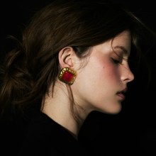 The Square Red Heirloom Earrings | Gold