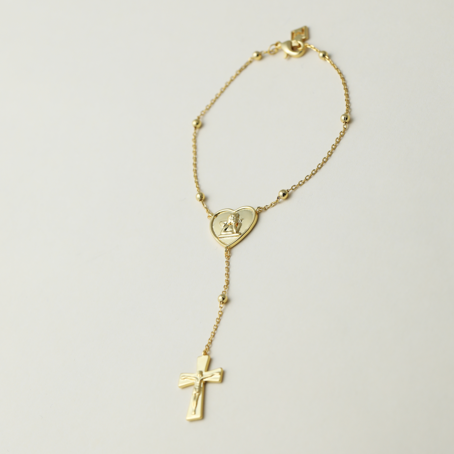 The Angel Cross Rosary Bracelet | 18Kt Gold Filled