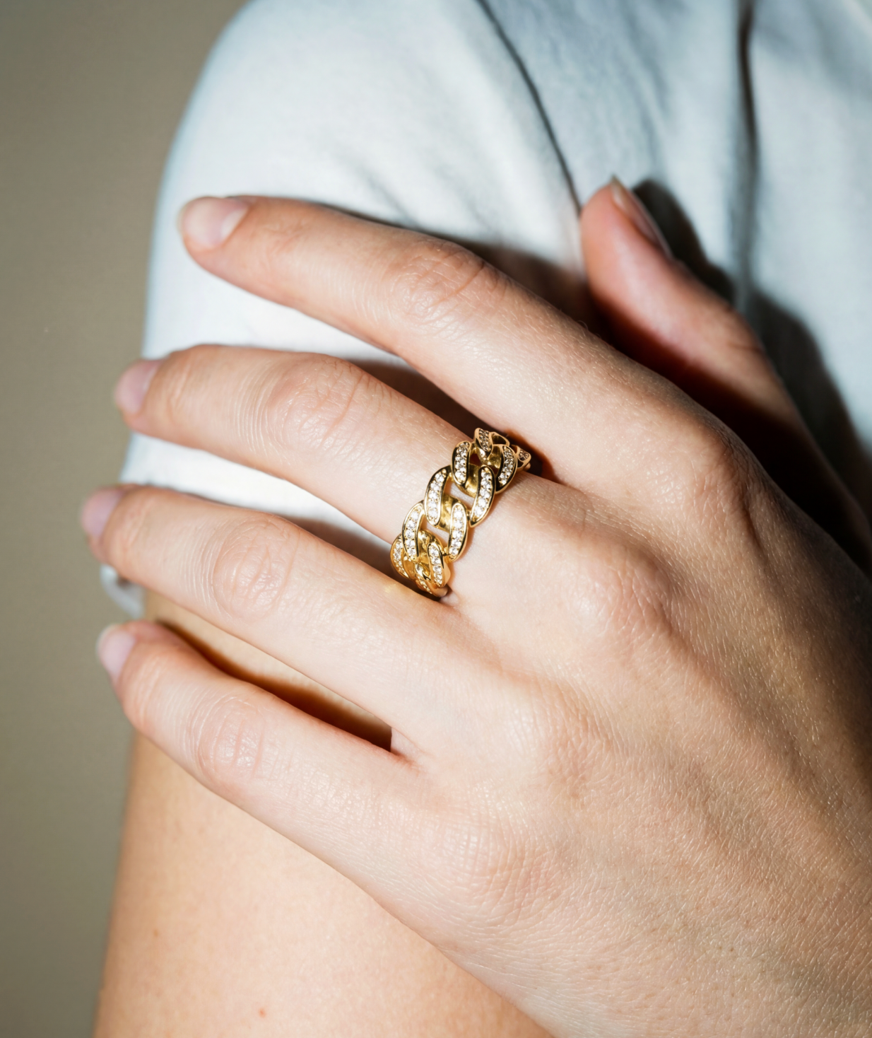 The Iced Out Cuban Link Ii Ring | Gold Vermeil