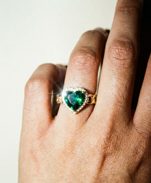 The Green Emerald Heart Ring | 18Kt Gold Vermeil
