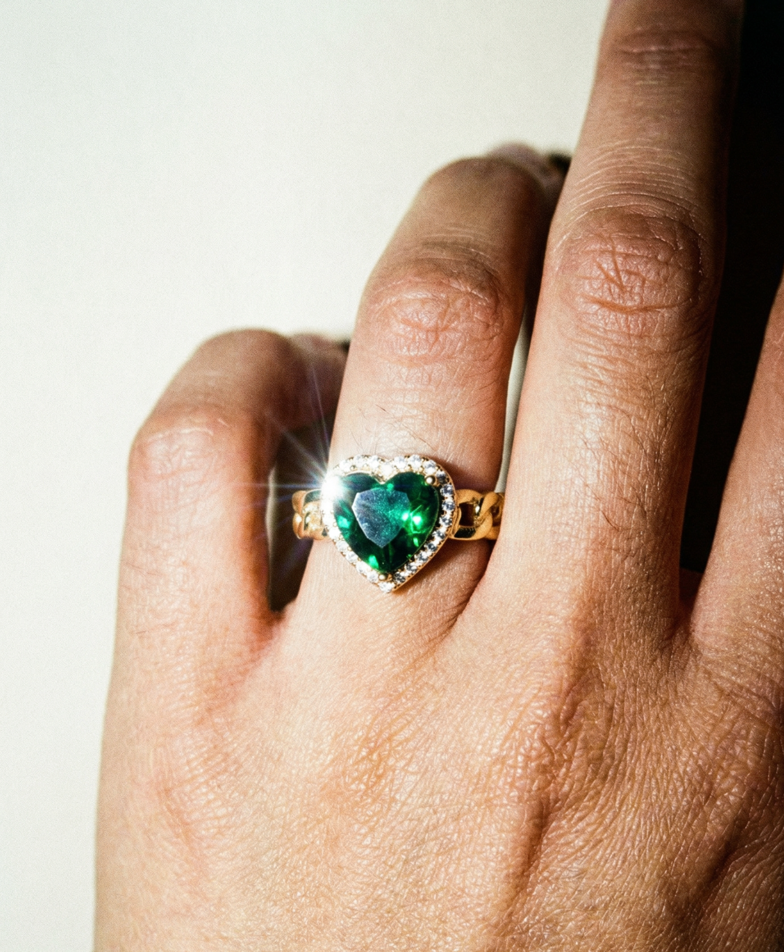 The Green Emerald Heart Ring | 18Kt Gold Vermeil