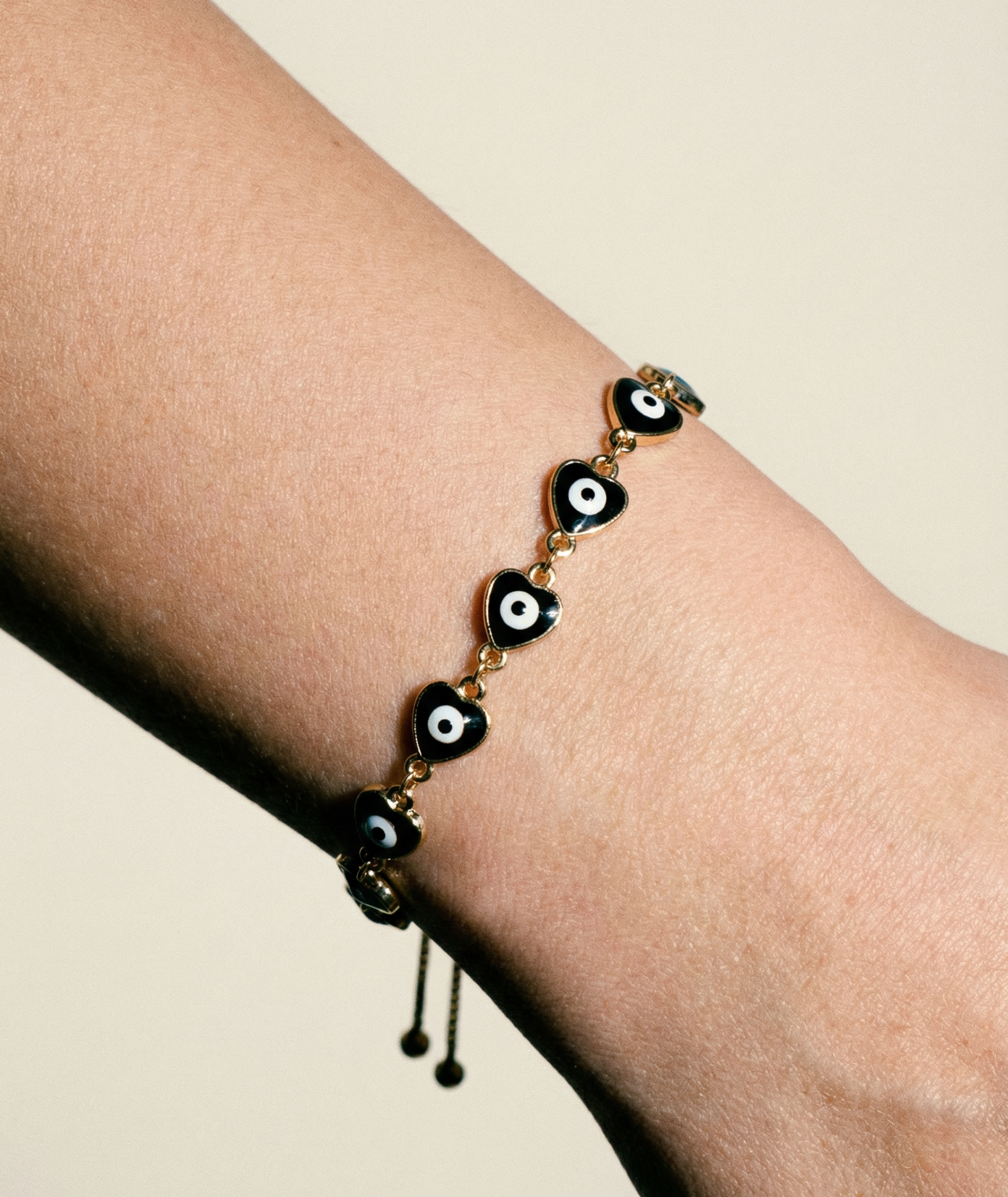 The Black Adjustable Evil Eye Bracelet | 18Kt Gold Vermeil
