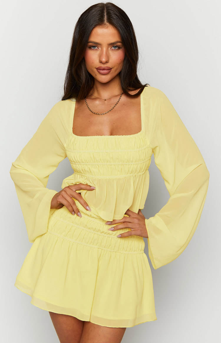 Sean Chiffon Mini Skirt | Yellow