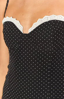 Seaton Mini Dress | Black Polka Dot
