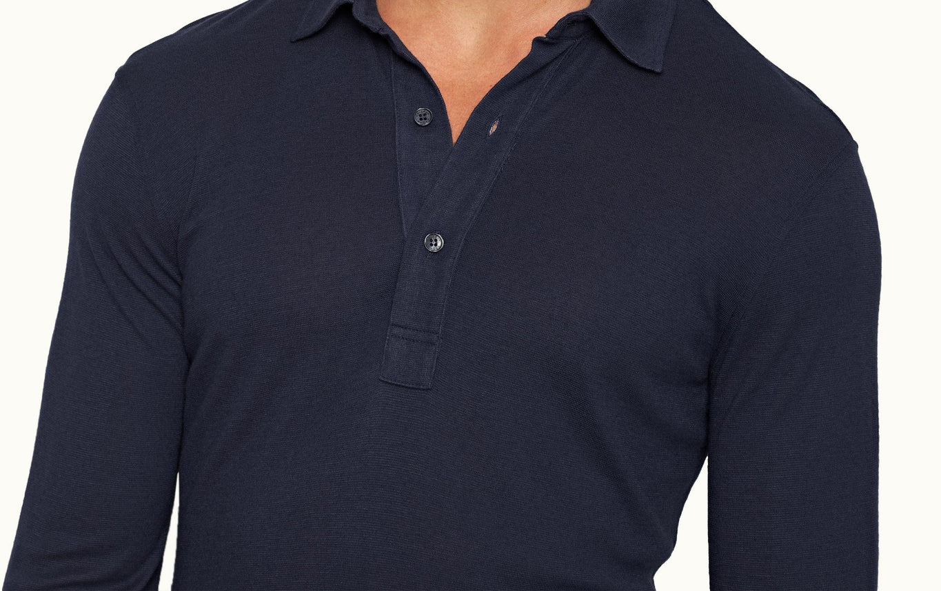 Sebastian Cashmere Tailored Fit Long-Sleeve Cashmere Polo Shirt | Lagoon Blue