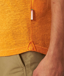 Sebastian Linen Tailored Fit Linen Polo Shirt | Calypso Orange