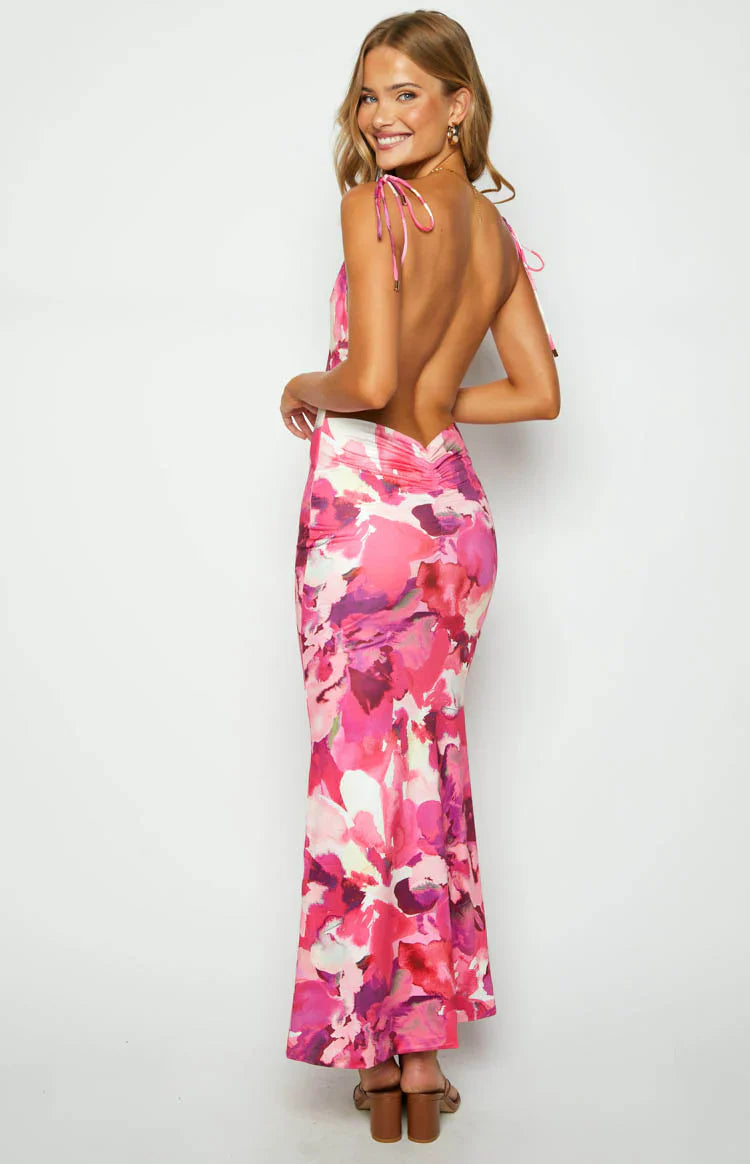 Selena Print Maxi Dress | Pink