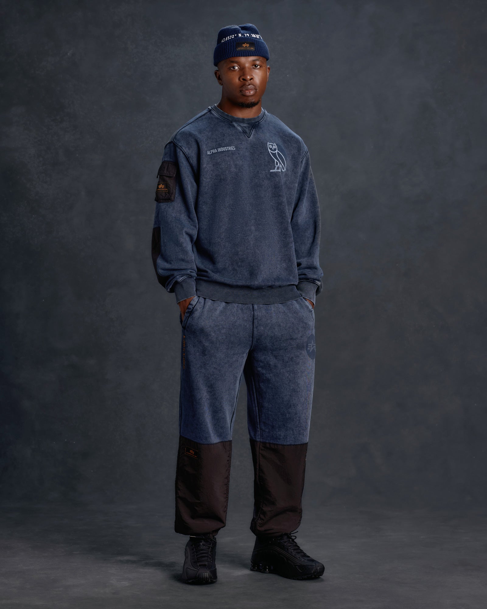 Mens | Alpha Industries Garment Dyed Crewneck | Replica Blue