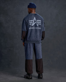 Mens | Alpha Industries Garment Dyed Crewneck | Replica Blue