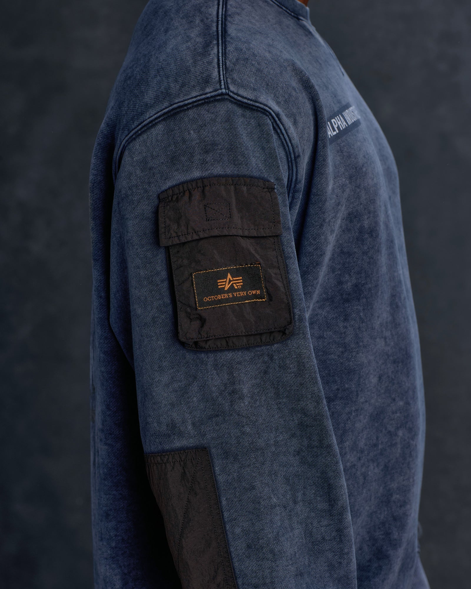 Mens | Alpha Industries Garment Dyed Crewneck | Replica Blue