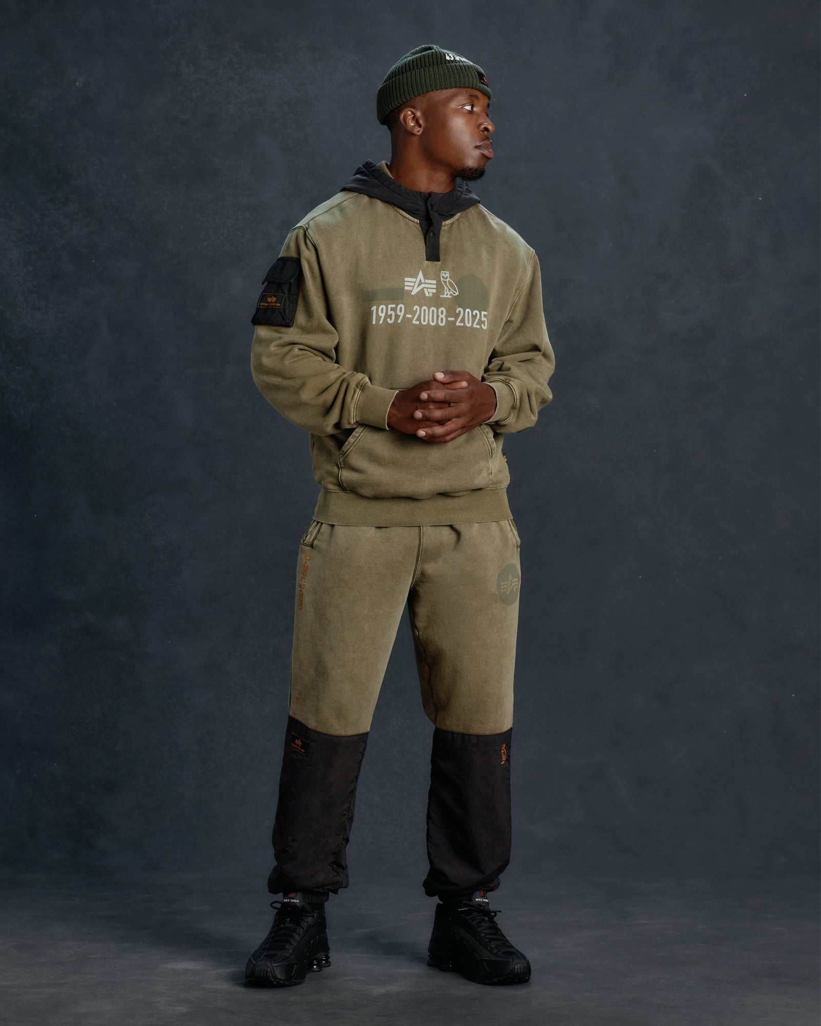 Mens | Alpha Industries Garment Dyed Hoodie | Olive Green