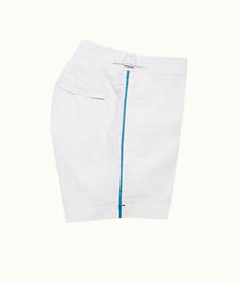Setter Shorter-Length Tape Trim Swim Shorts | White