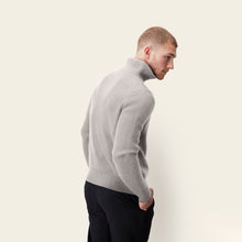 Shane Cashmere Quarter Zip Pullover | Pebble Grey | Mens