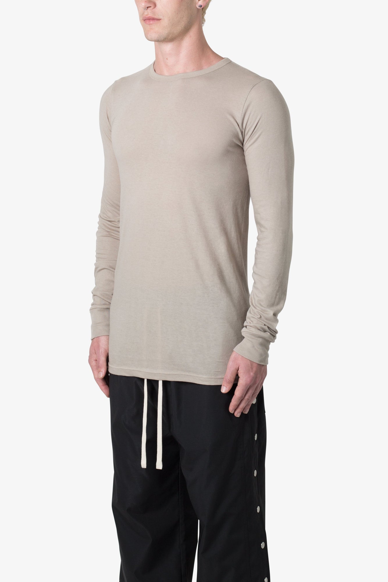Sheer Knit Jersey L x S Tee | Bone