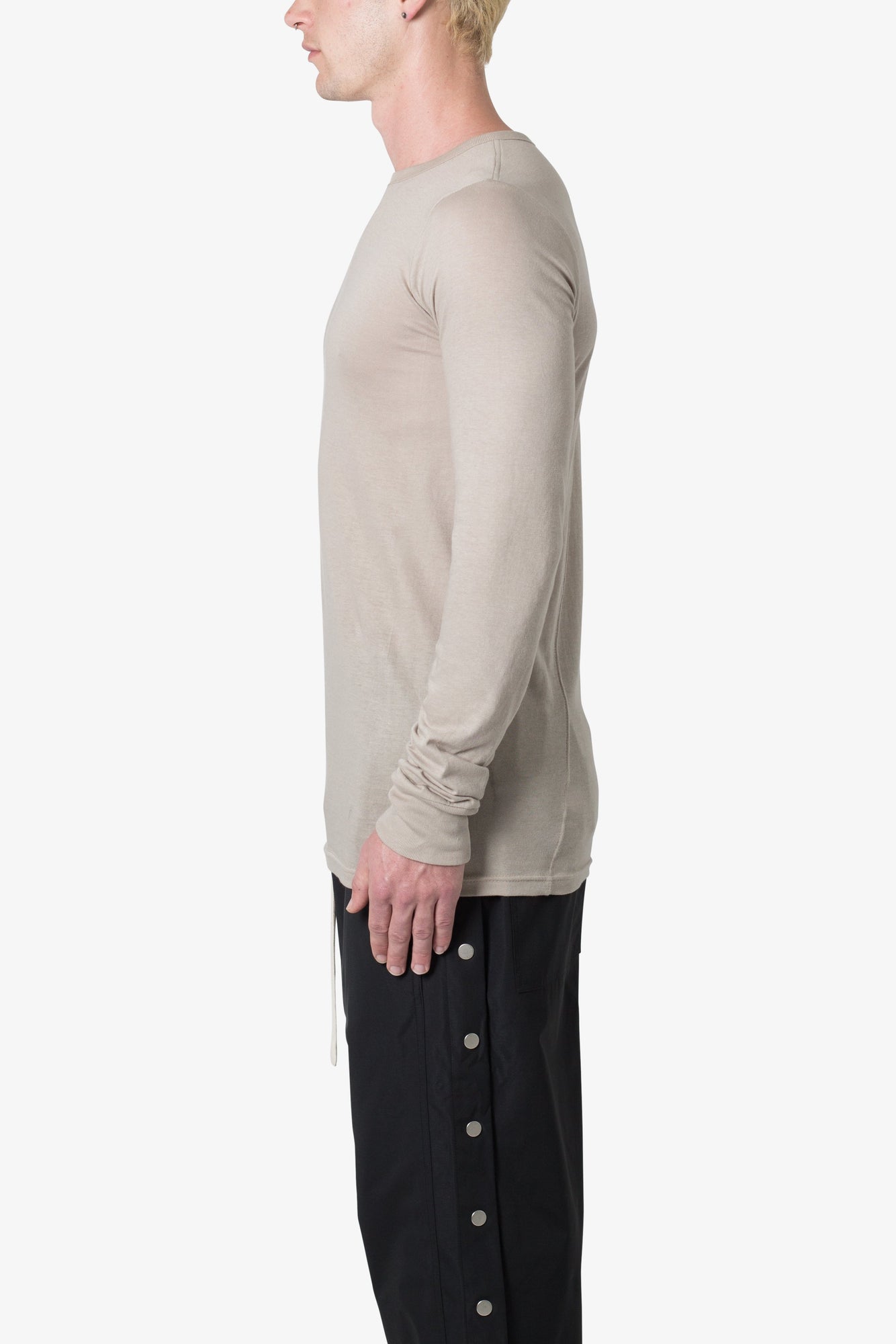 Sheer Knit Jersey L x S Tee | Bone