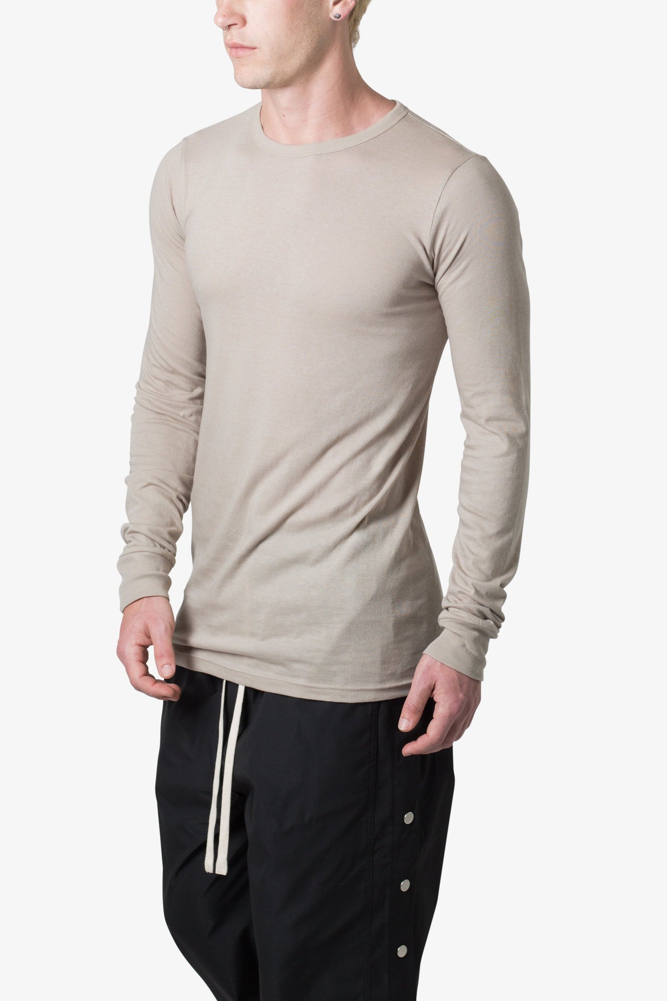 Sheer Knit Jersey L x S Tee | Bone
