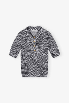 Sheer Cotton Printed Polo Shirt | Black