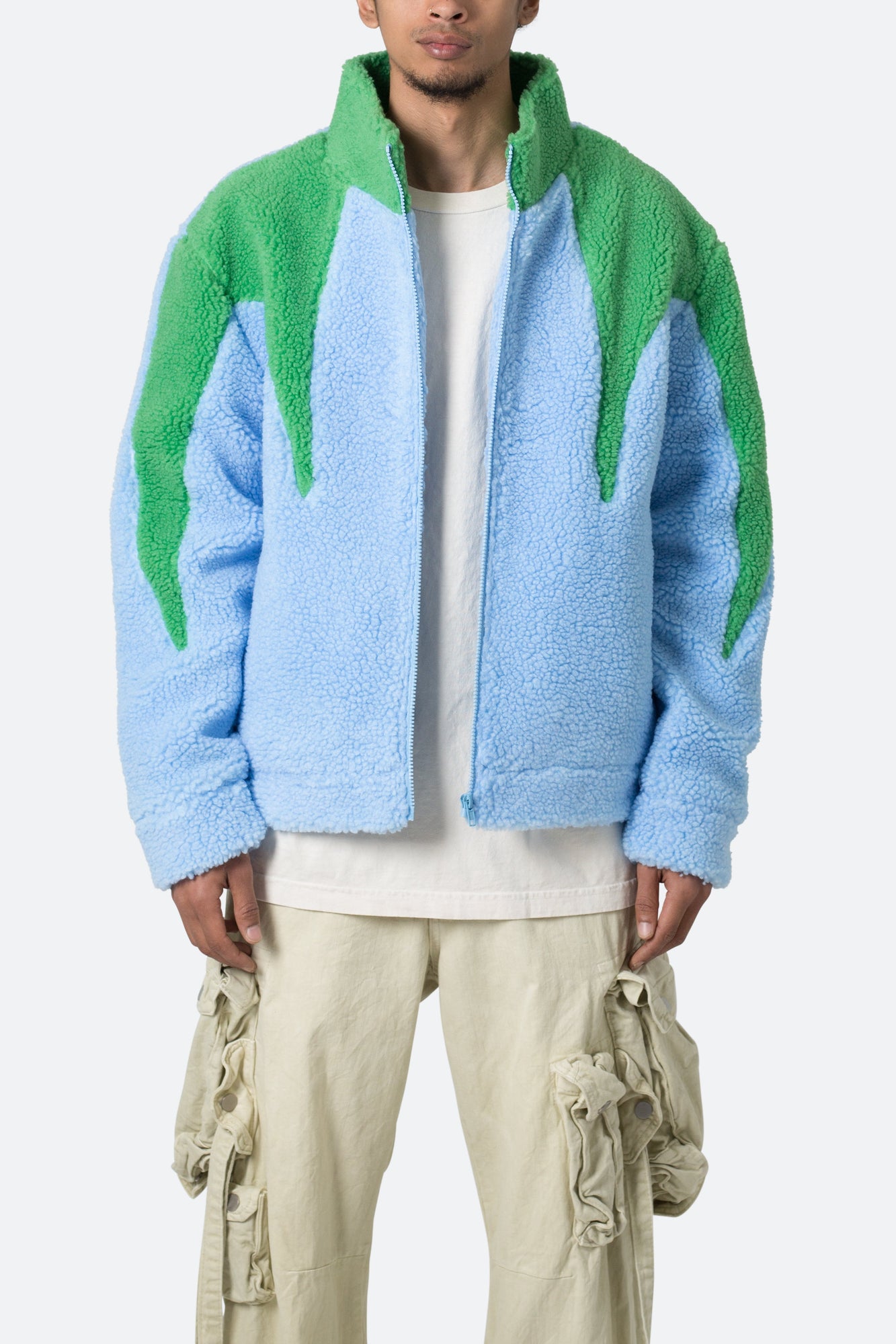 Sherpa Zip Up Jacket | Blue x Green