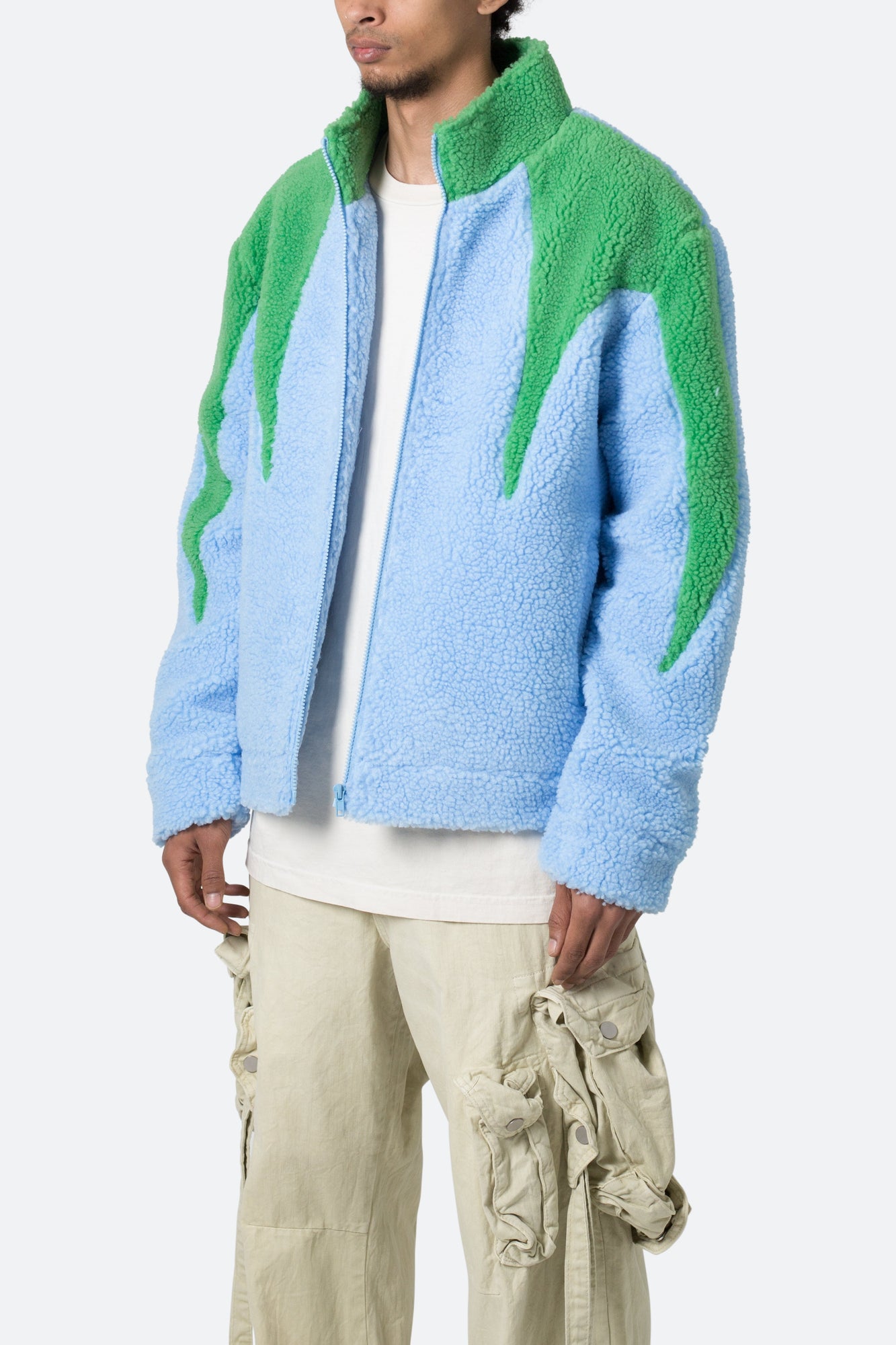 Sherpa Zip Up Jacket | Blue x Green