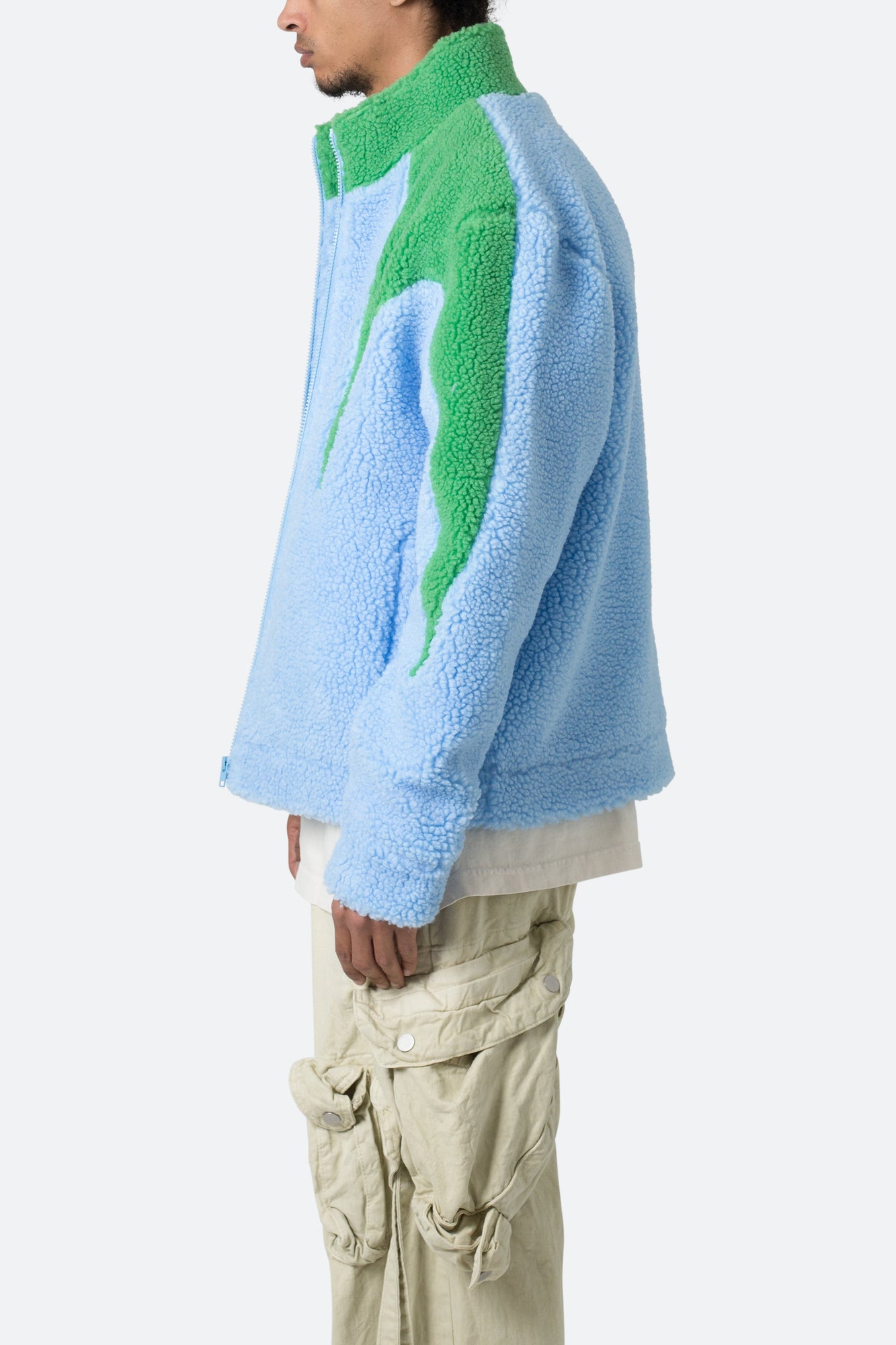 Sherpa Zip Up Jacket | Blue x Green