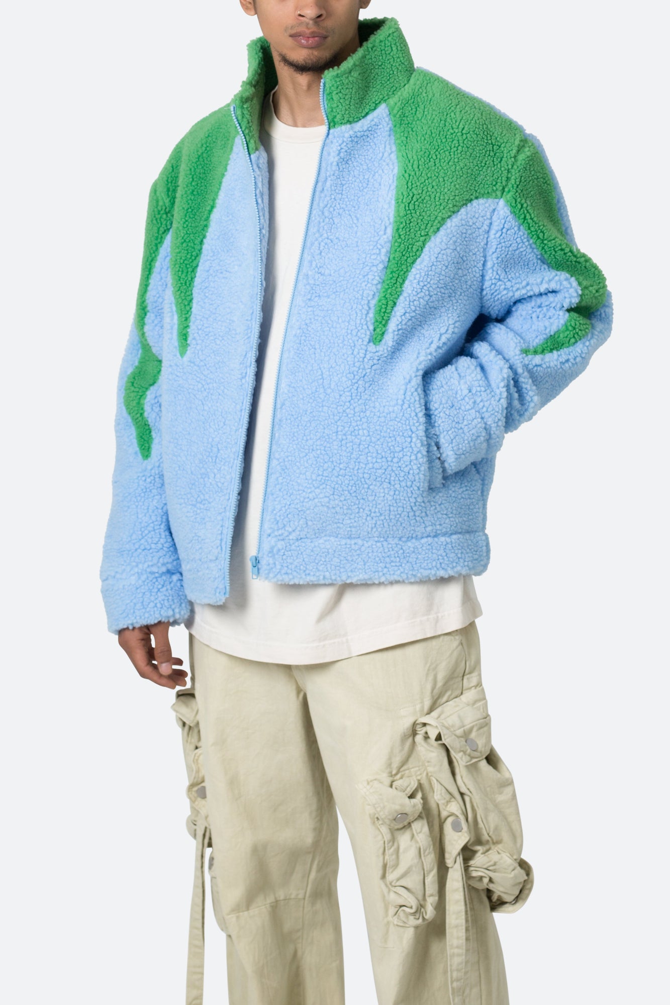 Sherpa Zip Up Jacket | Blue x Green