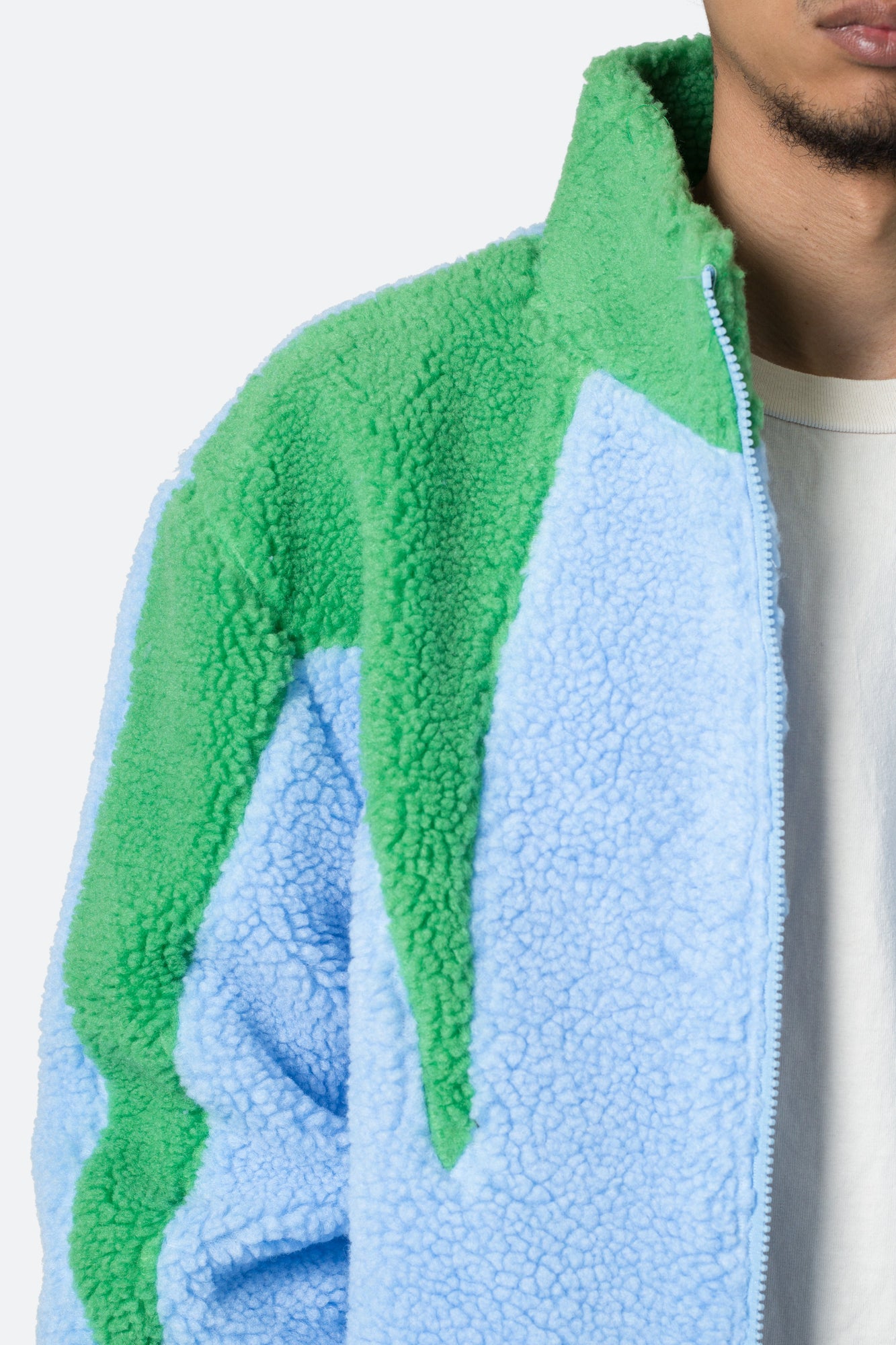 Sherpa Zip Up Jacket | Blue x Green